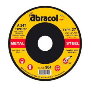 DISCO ESMERILAR METALES 4 1/2" x 1/4" x 7/8" ## AD7X1-2412 ## ABRACOL