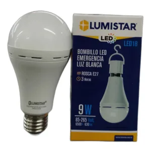 BOMBILLO LED EMERGENCIA LUMISTAR # LED18 # 9W E27 6500K