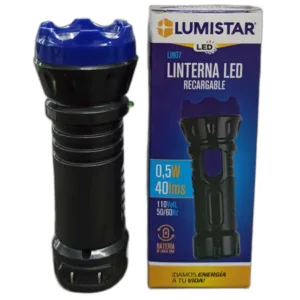 LINTERNA LED RECARGABLE NEGRA 1 LED LUMISTAR ## LIN-07 ## 0,50W 110V