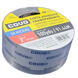 CINTA ADHESIVA TRANSPARENTE 2" x 91,4m 50 MICRAS # CV-SCT48100 # COVO