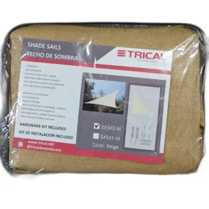TOLDO DE SOMBRA 3 x 3 x 3m BEIGE TRIANGULO - TRICAL