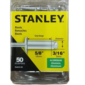 REMACHE DE ALUMINIO 3/16"x5/8" (50 PZAS) ## PAA610-5B ## STANLEY