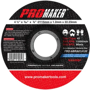 DISCO CORTE METAL 4-1/2"x1.2"x7/8" ULTRA FINO ## PRO-ABRA014120 ## PROMAKER