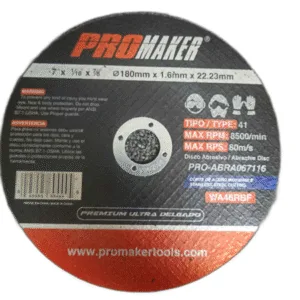 DISCO CORTE METAL 7"x1/16"x7/8" FINO LISO ## PRO-ABRA067116 ## PROMAKER