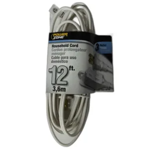 EXTENSION BLANCA USO DOMESTICO 16/2 12FT 13amp ## 448-1545 ## POWER ZONE