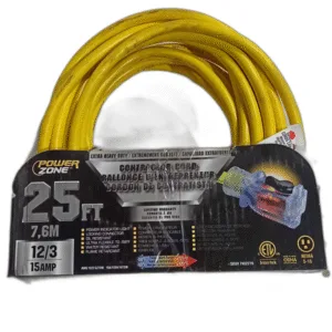 EXTENSION 12/3 PRO SJTOW 25FT 15amp ## 745-2279 ## POWER ZONE