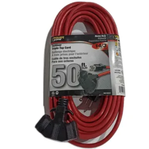 EXTENSION P/EXTERIOR CON 3 TOMAS 14/3 X 50 FT ROJO ## 982-0317 ## POWERZONE