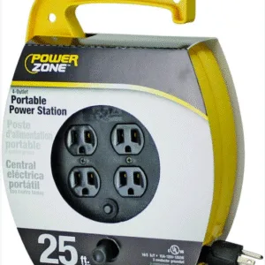 CARRETE DE CABLE PORTATIL CON 4 TOMAS 16/3 X 25 FT AMARILLO ## 410-8395Y ## POWERZONE