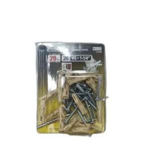 ANCLAJE PLASTICO C/TORNILLO #6 X 1-1/4" (20 PZAS) ## 170R ## COBRA ANCHORS