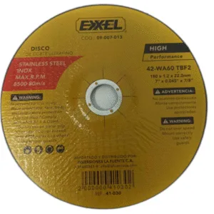 DISCO CORTE METAL 7" x 0,045" x 7/8" ## 09-007-013 ## EXXEL