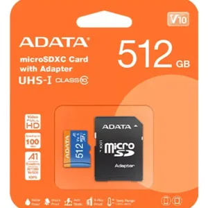 MEMORIA MICROSDXC 512GB UHS-I CLASE 10 C/ADAPTADOR ## AUSDX512GUICL10A1-RA1 ## ADATA