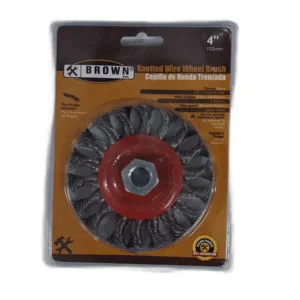 CEPILLO DE RUEDA TRENZADA TIPO PLATO 4" x 5/8 ## 998100 ## BROWN USA