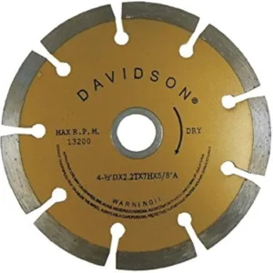 DISCO DIAMANTADO SEGMENTADO 4 1/2" X 5/8"-7/8" CORTES SECO ## ABDW-0412D ## DAVIDSON