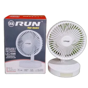 VENTILADOR RECARGABLE 5" C/LAMPARA 5W ## VENTEL02 ## RUN (NP)