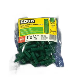 RAMPLUG PLAST. 1" x 1/4" VERDE (100 PZAS) ## CV-RP-1-4-1 ## COVO