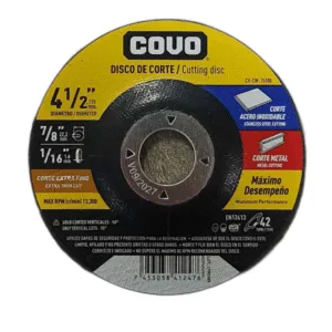 DISCO CORTE METAL 4-1/2" x 1/16" x 7/8" EXTRA FINO ## CV-CW-1518B ## COVO