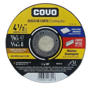 DISCO CORTE METAL 4-1/2" x 1/16" x 7/8" PLANO EXTRA FINO ## CV-CW-1518 ## COVO