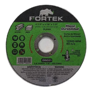 DISCO CORTE METAL 4-1/2" x 1/16" x 7/8" EXTRA FINO ## DISC01 ## FORTEK