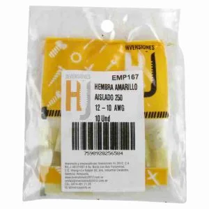 TERMINAL HEMBRA AMARILLO AISL. 250 12-10 AWG (10PZAS) ## EMP167 ## HJ