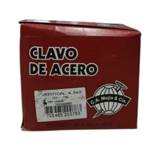 CLAVO 3" x 4,3MM ACERO RANURADO CAJA A GRANEL (250 UNID) - MEJIA