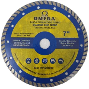 DISCO DIAMANTADO RANURADO OMEGA 7" x 7/8" ## DIAMA-3180 ## ABRACOL